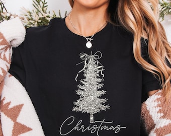 Christmas Tree Shirt Holiday Top  Matching Xmas Minimal Design Family Group Seasonal Outfit