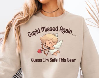 Cupid Missed Again Shirt - Funny Valentine’s Day T-Shirt - Anti Valentine Humor Tee