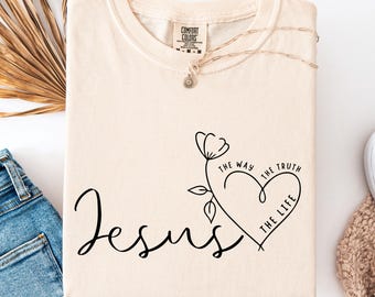 Sudadera con la frase "Jesús, el camino, la verdad, la vida", sudadera religiosa para mujer, sudadera con la frase "Fe", sudadera cristiana, versículo bíblico, amante de Jesús