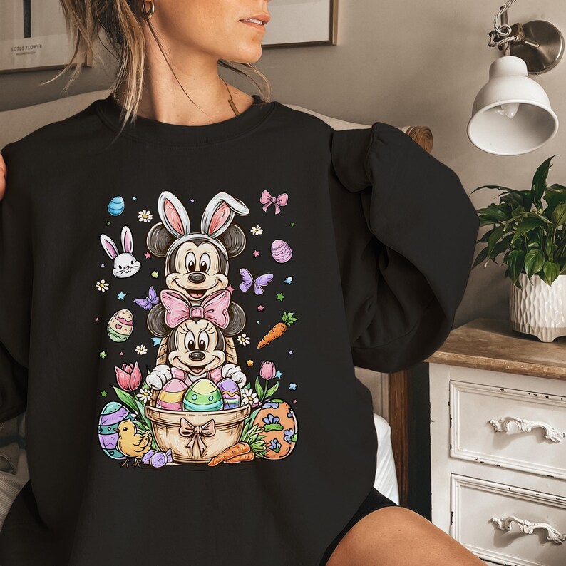 Retro Minnie Mickey Mouse Easter Sweatshirt, Brush Stroke Disney Hoodie, Happy Easter Bunny Mickey Minnie Mouse Shirt bild 10