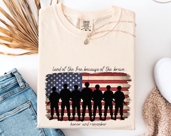 Comfort Colors® Memorial Day Shirt, Land Of The Free Shirt, Patriotic American Flag Shirt, Army Shirt, American Gift, American Flag Shirt