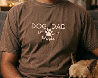 Comfort Colors® Custom Dog dad Shirt, Minimalist Dog dad Tee, Daddys Dog Apparel, Step Dad Tshirt, Custom Est Fathers Day Gift