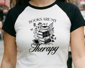 Camiseta Raglan Baby para Amantes de los Libros, Regalo para Lectores, Fanáticos de la Literatura, Regalo de Cumpleaños, Top Corto Minimalista