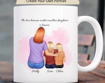 Taza personalizada para mamá, regalo con retrato familiar personalizado, regalo del Día de la Madre para mamá, taza de café personalizada con nombres de niños, regalo sentimental