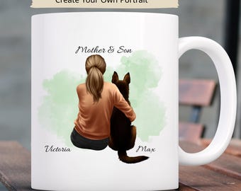 Taza personalizada para mamás perrunas, regalo con retrato personalizado, regalo para amantes de los perros, regalo para dueños de mascotas, ilustración de nombre personalizada, recuerdo emotivo