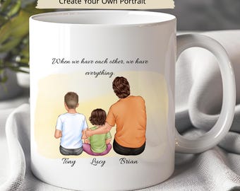 Personalized Dad Mug, Custom Family Portrait Gift, Father’s Day Gift for Dad, Custom Kids Names Coffee Cup, Sentimental Gift