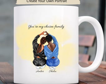 Taza personalizada para tu mejor amiga, regalo personalizado con retrato para mejores amigas, taza de café de amistad, regalo con ilustración personalizada para ella.
