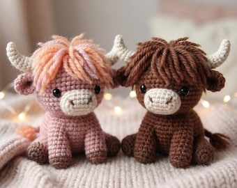 Paquete de amigurumi de vaca de las Tierras Altas / 2 patrones de crochet en PDF