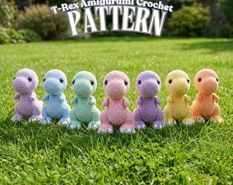 PDF de amigurumi de T-Rex: Tutorial de peluche de dinosaurio / Instrucciones DIY para principiantes