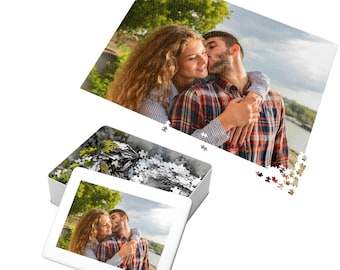 Rompecabezas fotográfico personalizado de 30 a 2000 piezas, rompecabezas de hojalata con imagen personalizada para regalo