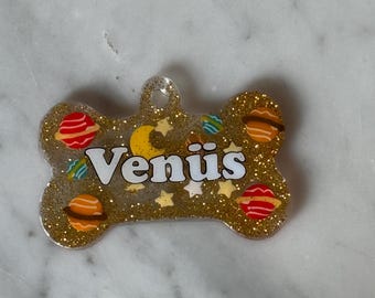 Gepersonaliseerde hondenpenning van hars, aangepaste ID-tags hond kat, gepersonaliseerd naamplaatje, huisdier-ID, kerstcadeaus