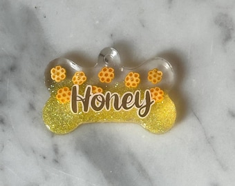 Hondenpenning honinghars, aangepaste huisdier-ID-tags, huisdier-ID, gepersonaliseerd naamplaatje, vakantiecadeaus, Pawenzo-tags