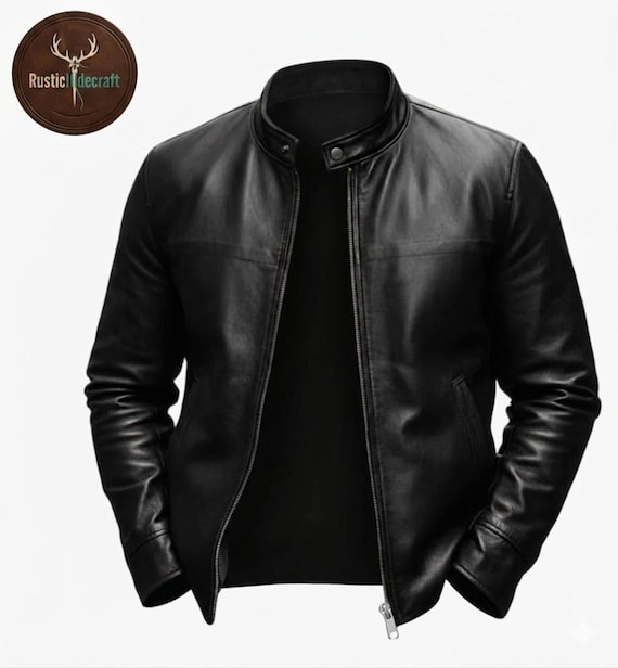 Handmade Men’s Black Leather Jacket| Minimalist Real LeatherJacket for Men