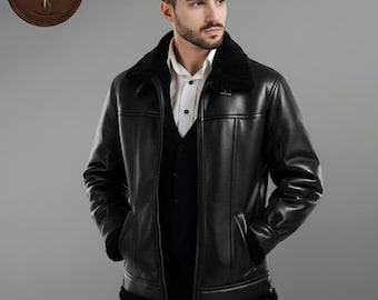 Blouson aviateur B3 homme en cuir marron effet vieilli
