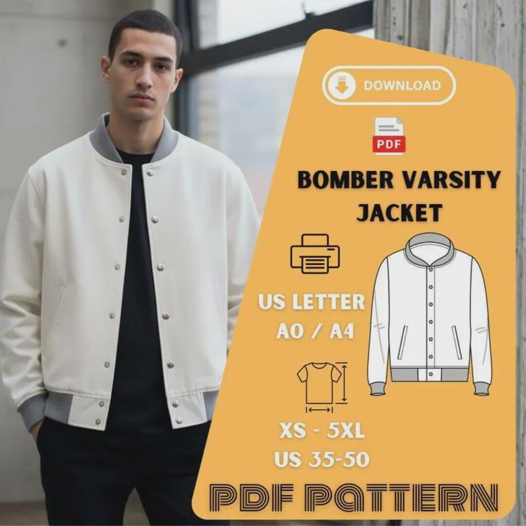 Bomber Varsity Jacket PDF Sewing Pattern(digital Download) - Etsy
