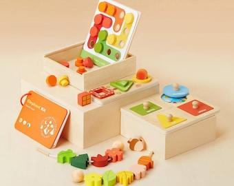 Montessori Wooden Toy Set | Fine Motor Skills, Toddler Learning