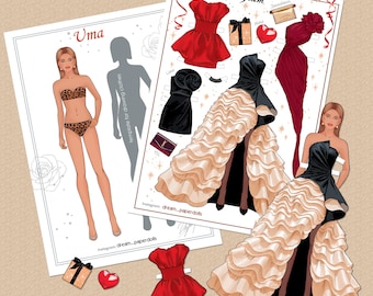 PAPER DOLL & HOLIDAY set edition children play dress-up cut-out paper fashion download