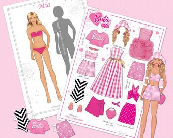Barbie Style Paper Doll Mia & Outfit Kollektion (Digitale Dateien)