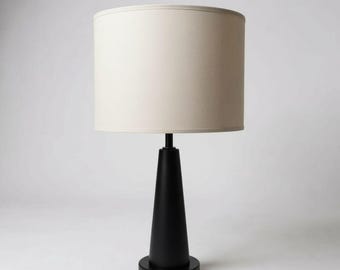 Lámpara de mesa de madera con pantalla de lino: iluminación de noche de madera natural hecha a mano, decoración minimalista moderna.