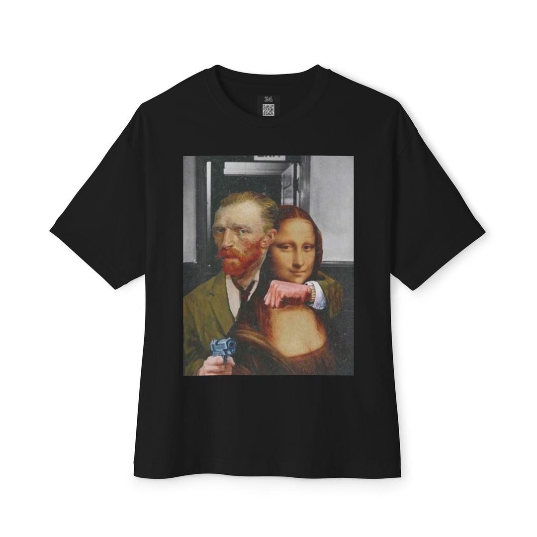 Mona Lisa Queue R Code Van Gogh and Mona Lisa Mashup T-shirt | QR Code Back Tee - Etsy