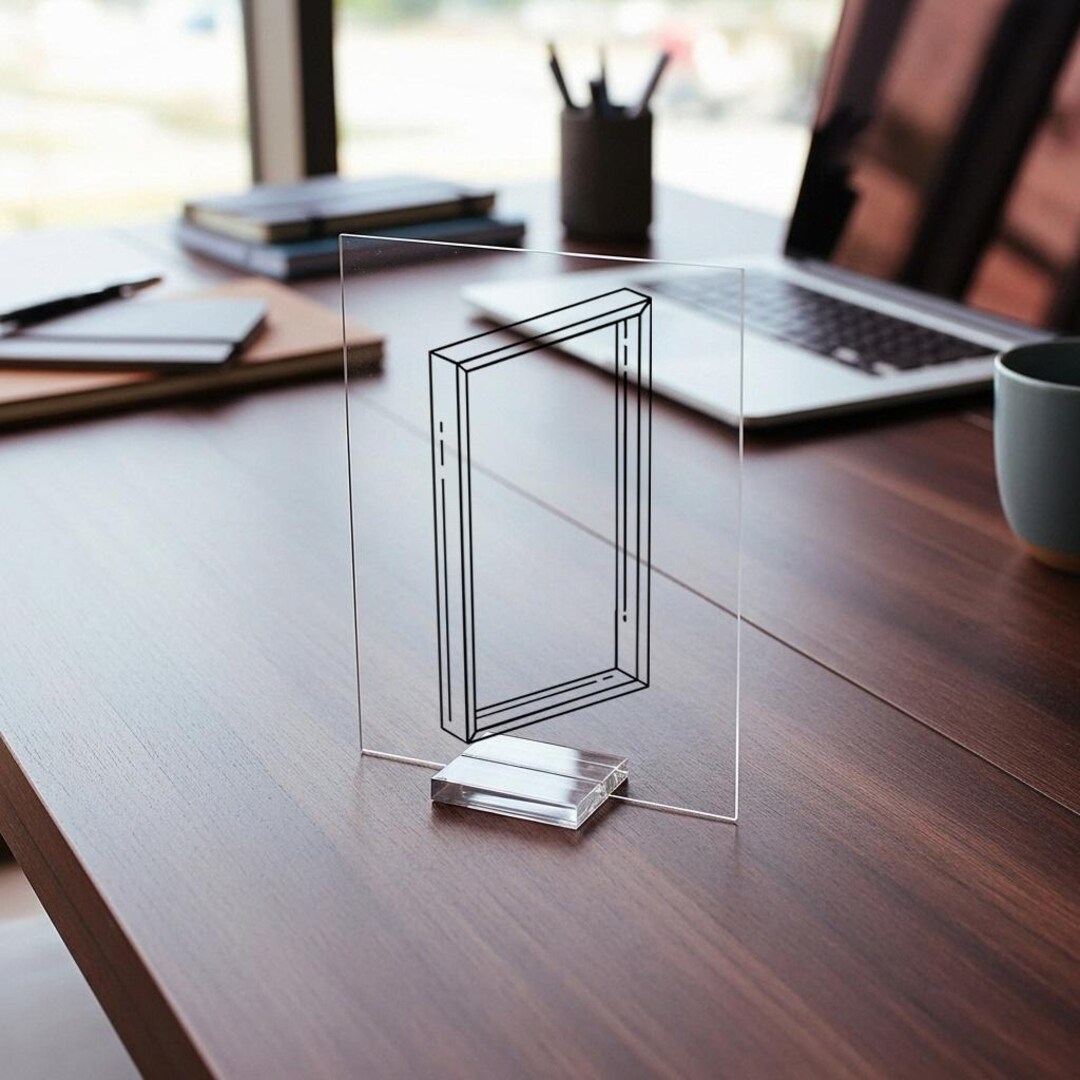 Minimalist Acrylic Office Sign, 3D Frame Design Desk Plaque, Custom ...