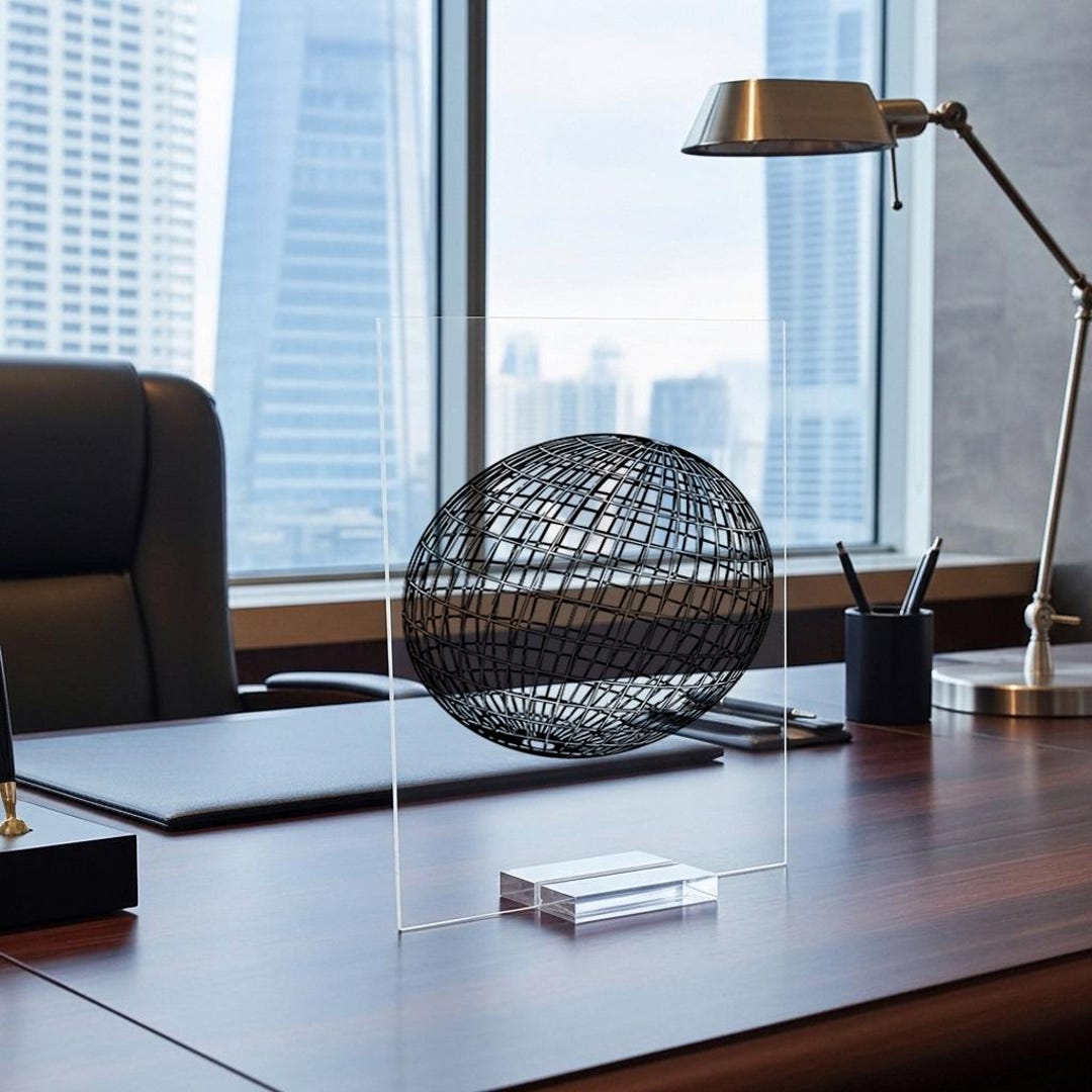 Wireframe Globe Acrylic Sign, Office Desk Art, 3D Sphere Plexiglass ...