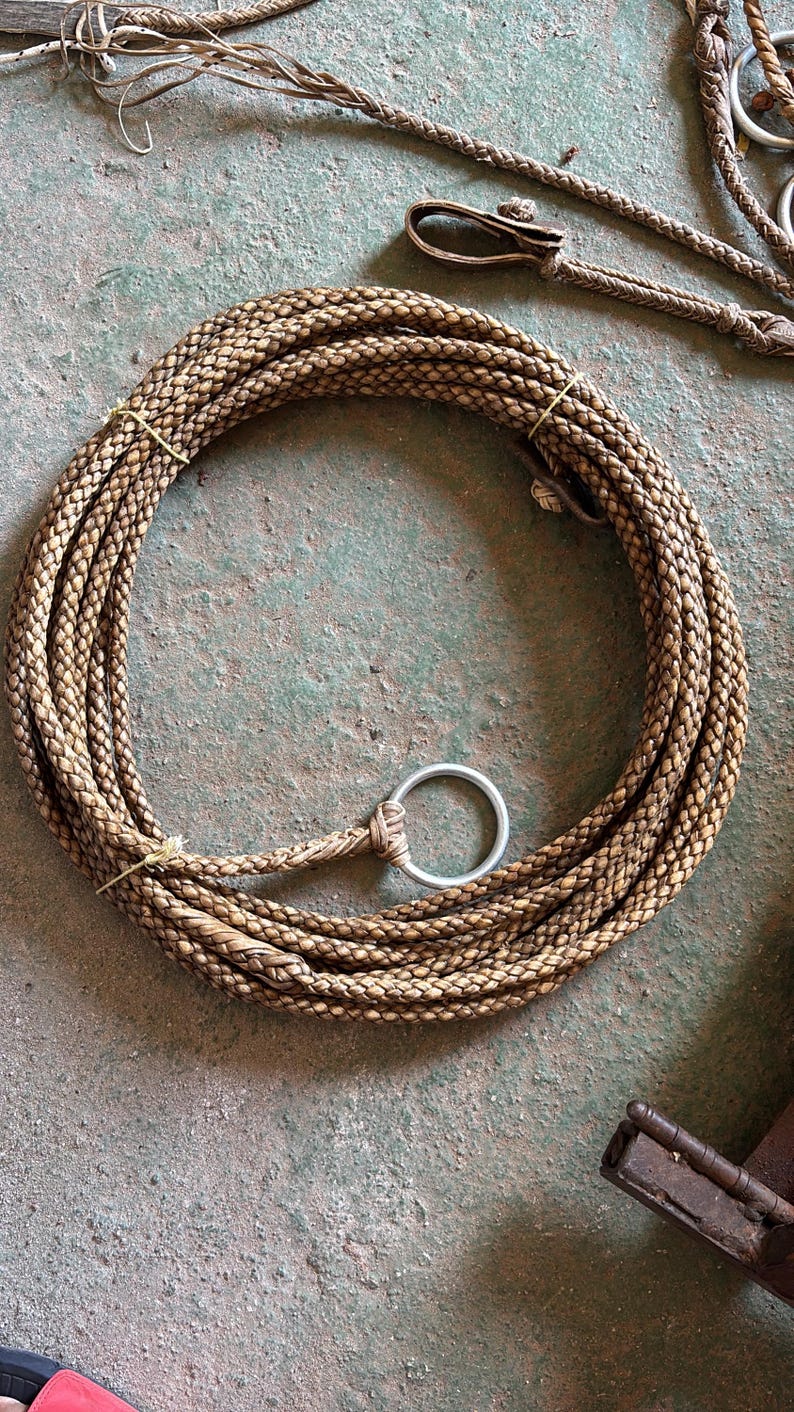 Handmade Rawhide Rope Gaucho Rawhide Lasso Rope 6 Strand 14.5m (47ft) – Rustic Western Ranch ...