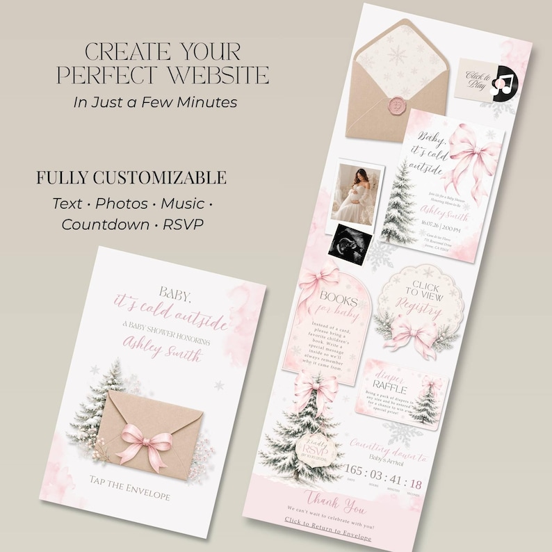 Baby It's Cold Outside baby shower website with online RSVP.