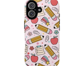 Cute phone case, School supplies pattern, stationery design for Iphone & Samsung