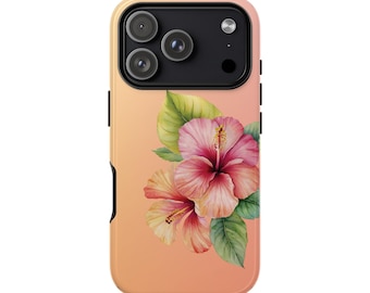 Phone case flower, Tropical Hibiscus, Peach Floral Summer cover for iPhone & Samsung