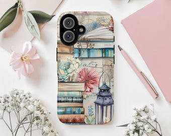 Custodia per telefono a forma di libro, libreria, regalo per gli amanti dei libri, cover per iPhone e Samsung
