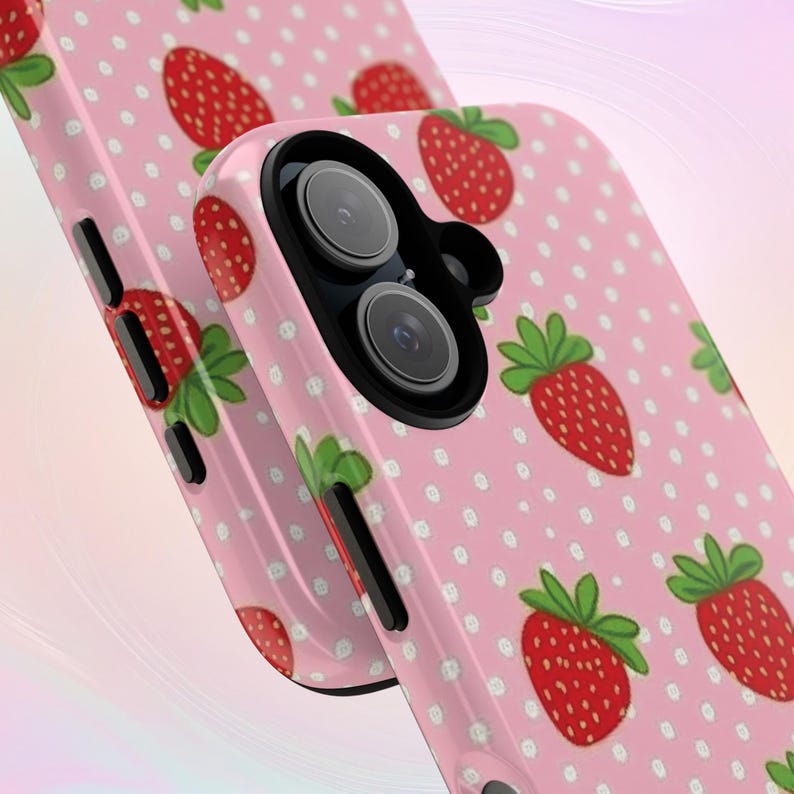 Strawberry Phone Case, polka dot print, Tough cover for iPhone & Samsung image 6