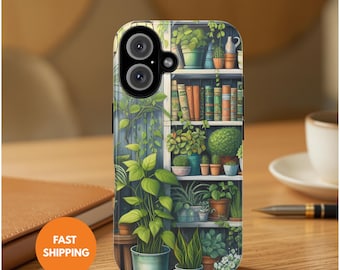 Bookish phone case, Plant Bookshelf,  Book Lover Gift, cover for iPhone & Samsung