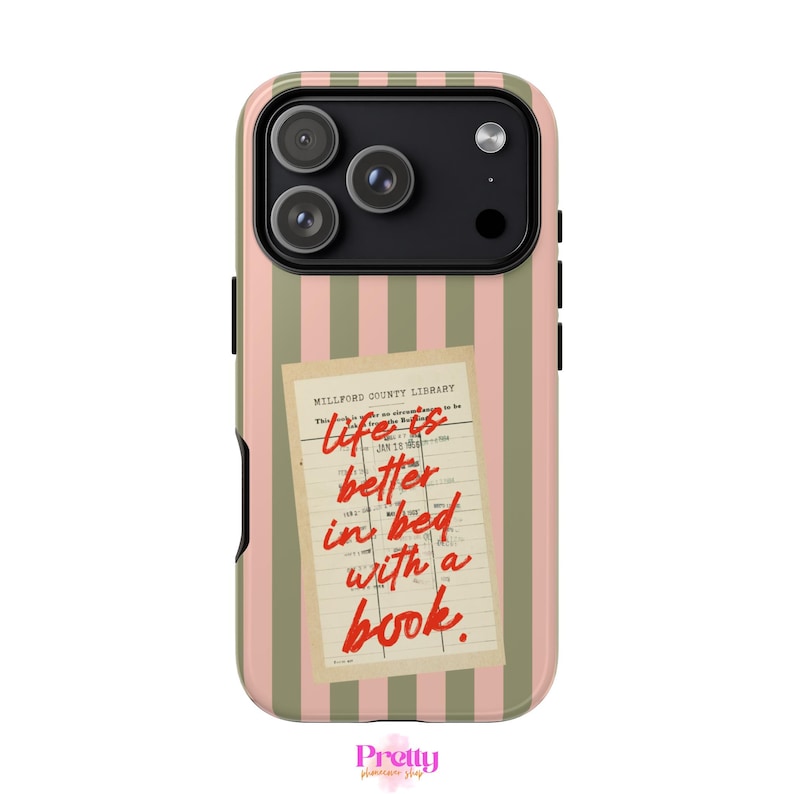 Book Phone Case pink Bookish Aesthetic iPhone & Samsung Gift for Book Lovers BookTok Fans Vintage Library image 1