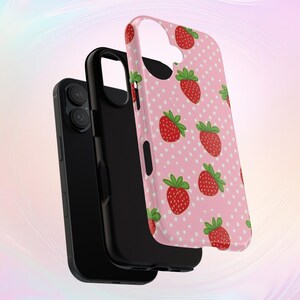 Strawberry Phone Case, polka dot print, Tough cover for iPhone & Samsung image 5
