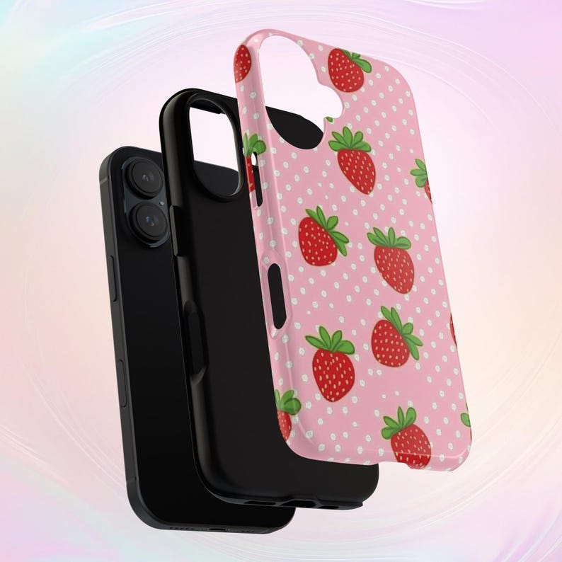 Strawberry Phone Case, polka dot print, Tough cover for iPhone & Samsung image 5