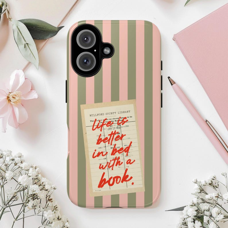 Book Phone Case pink Bookish Aesthetic iPhone & Samsung Gift for Book Lovers BookTok Fans Vintage Library image 9