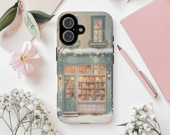 Old Bookstore in winter Phone Case, Book Lover Gift for iPhone & Samsung Galaxy Cover