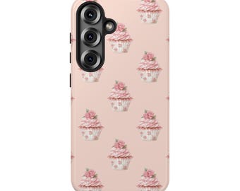 Pink phone case with sweet cupcake for iPhone & Samsung Galaxy