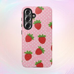 Strawberry Phone Case, polka dot print, Tough cover for iPhone & Samsung image 4