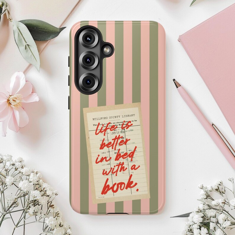 Book Phone Case pink Bookish Aesthetic iPhone & Samsung Gift for Book Lovers BookTok Fans Vintage Library image 8