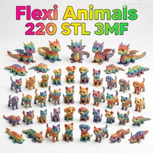 MEGA BUNDLE 220+ Mini Flexi Animals STL Files - Ultimate Articulated Collection