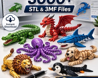 3000+ Flexi Animals 3D Print Files | STL & 3MF Bundle | Articulated Toys | Commercial Use