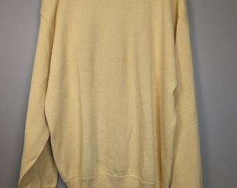 Isle of Cotton Sweater XXL Mens Yellow Crewneck Ribbed Knit Pullover Solid...