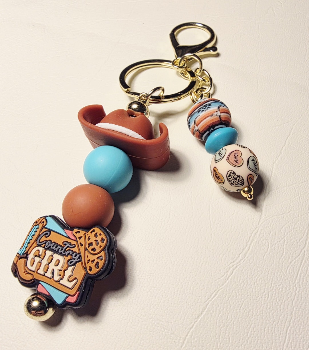 Country Girl Western Keychain | Turquoise & Rust Boho Bag Charm ...