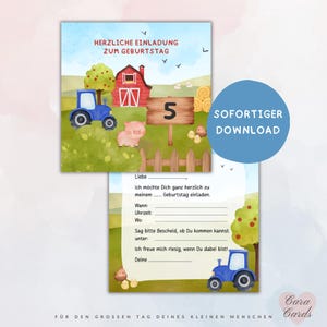 Bauernhof Geburtstag Einladung | Download | Deutscher Text | Digitale Vorlage | Drucken und Beschriften | Kindergeburtstag | square