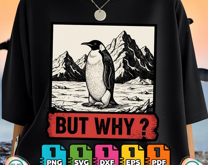 Penguin but Why Head Towards the Mountains Penguins Meme Digital Png Dxf Svg Bundle