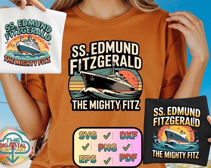 Men Women Mighty Fitz Lake Superior Ss Edmund Fitzgerald Heritage Bundle Png Nautical Svg