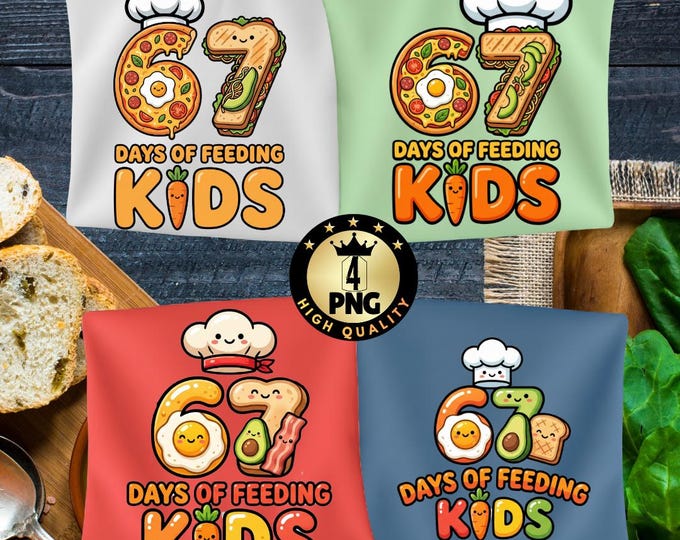 Funny Six Seven  Retro 67 Days of Feeding Kids Lunch Lady Png, Cafeteria Worker Meme Shirt Design, School Staff Digital Download