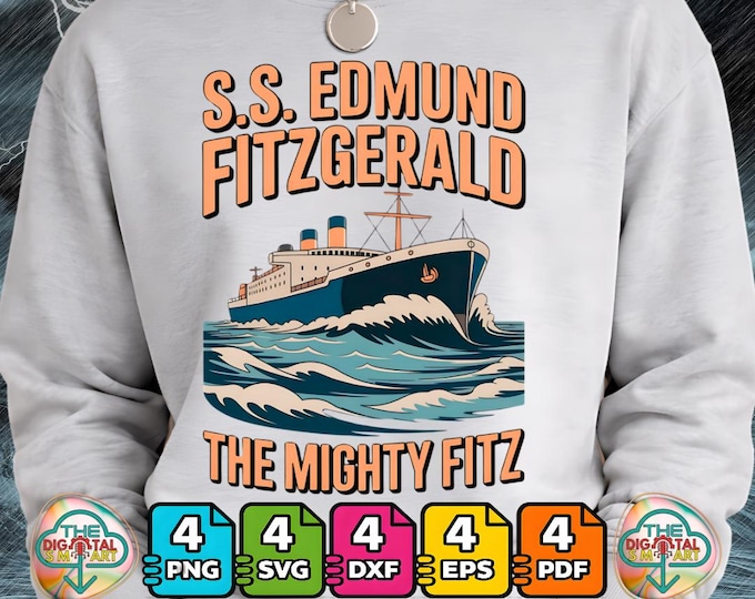 Men Women Mighty Fitz Lake Superior Ss Edmund Fitzgerald Heritage Png Svg Dxf Digital